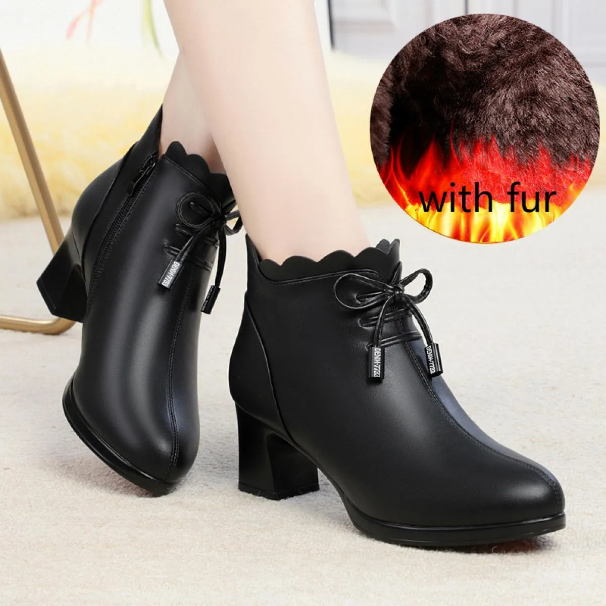 Abiti da discoteca per feste casual da donna taglie forti Stivali invernali in cotone caldo Stivali con tacco alto Scarpe in pel