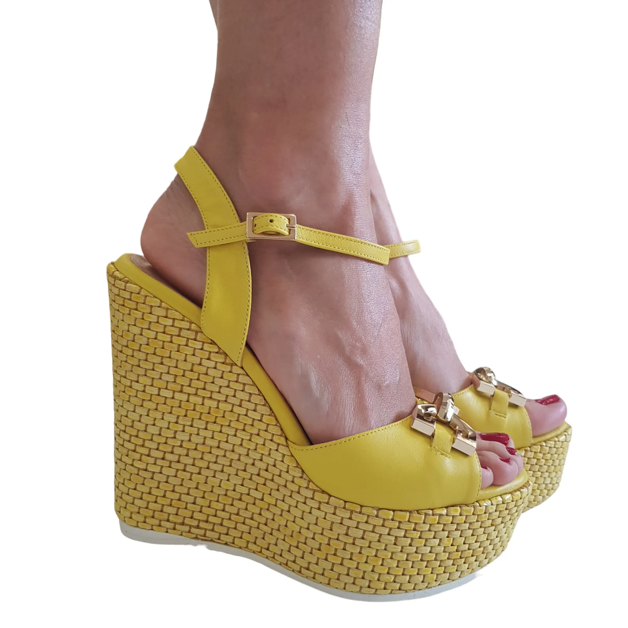 Andrea Pinto Sandalo Zeppa Giallo Donna Rif.981