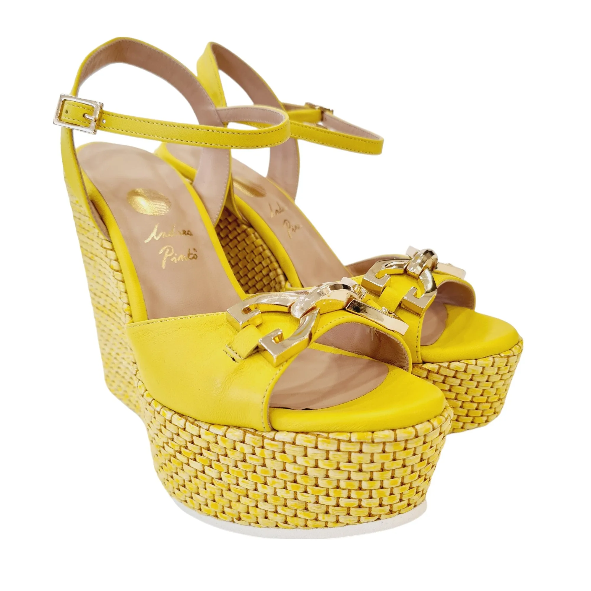 Andrea Pinto Sandalo Zeppa Giallo Donna Rif.981