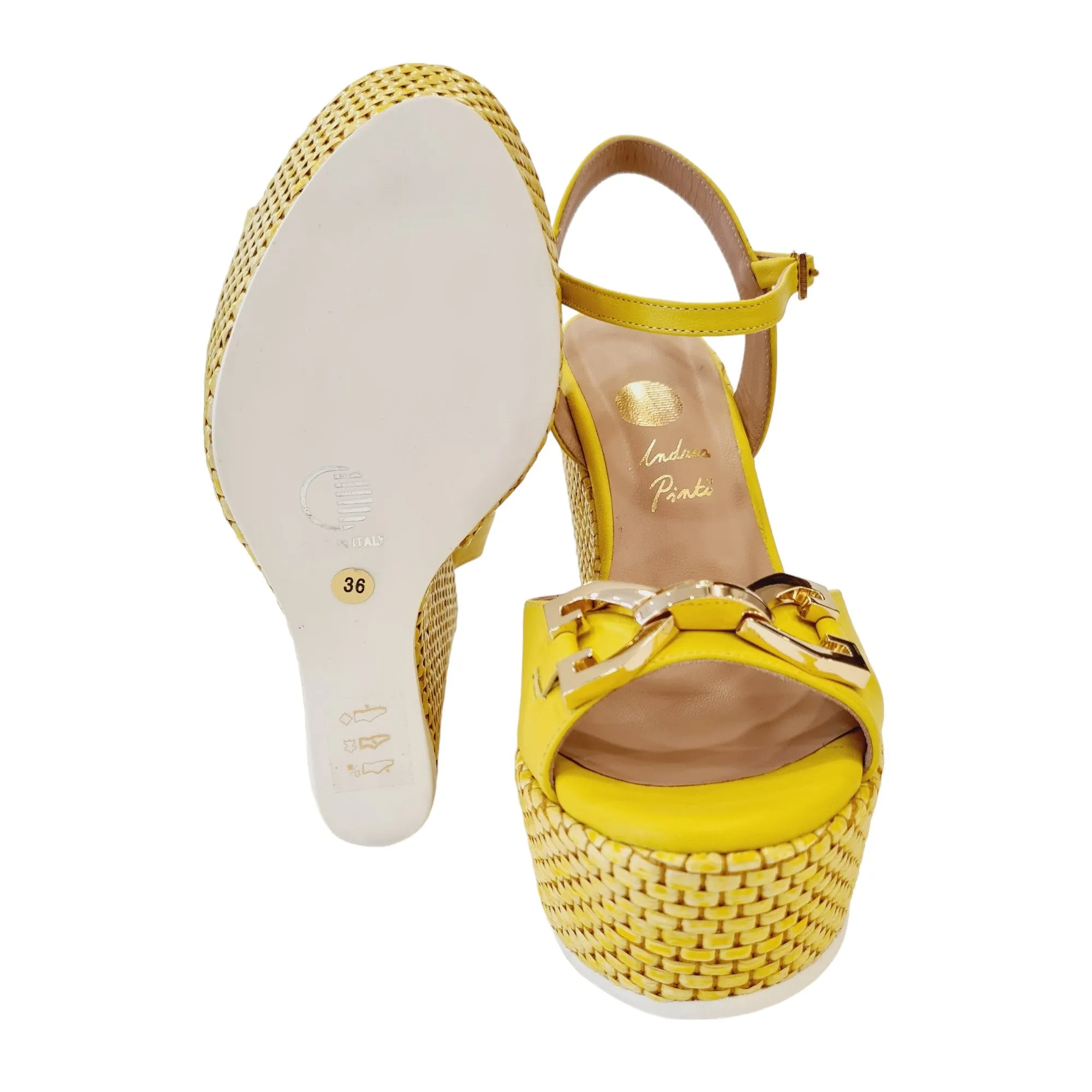 Andrea Pinto Sandalo Zeppa Giallo Donna Rif.981