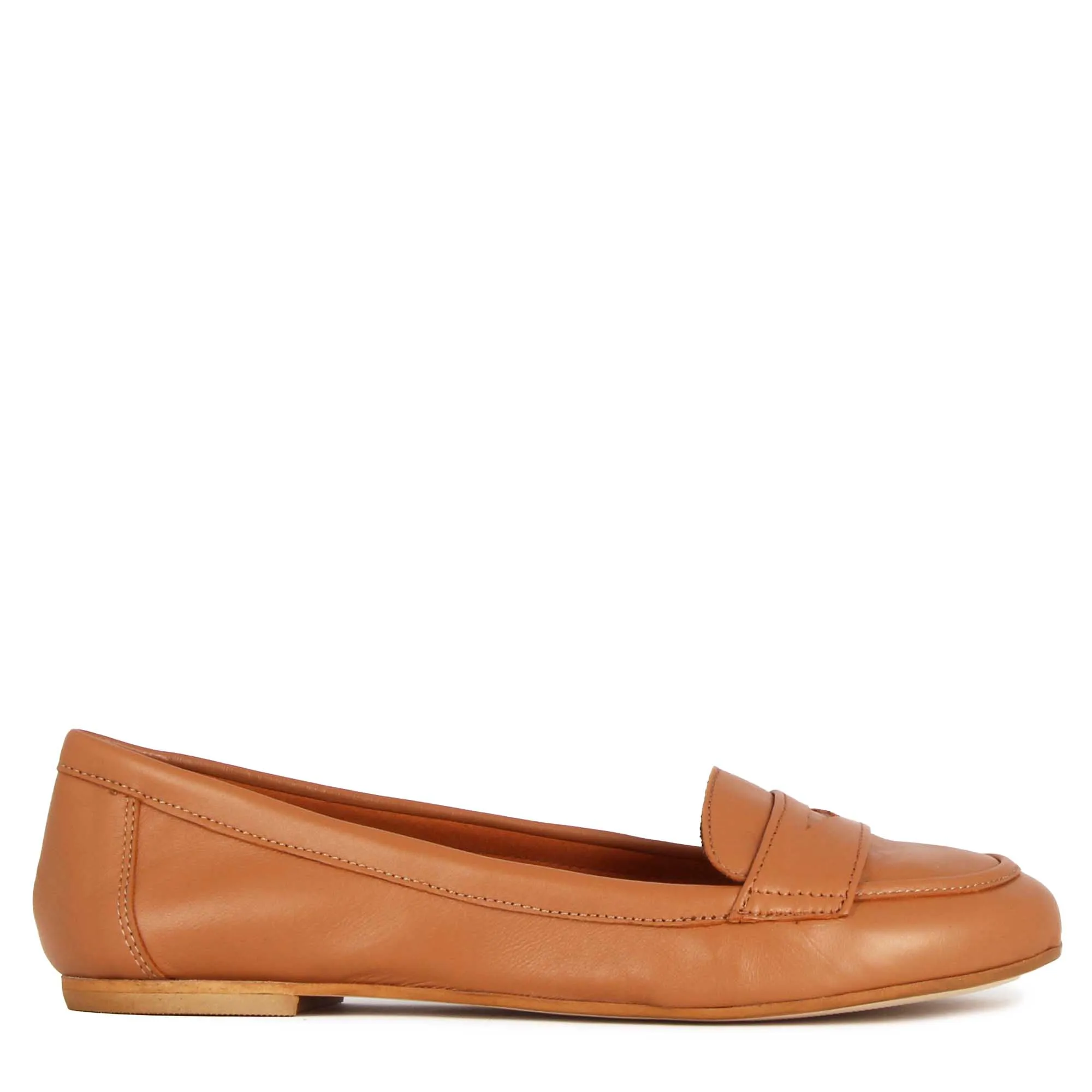 Ballerina classica da donna in pelle colore marrone