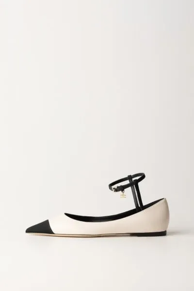 Ballerine in nappa con puntalino Burro/Nero