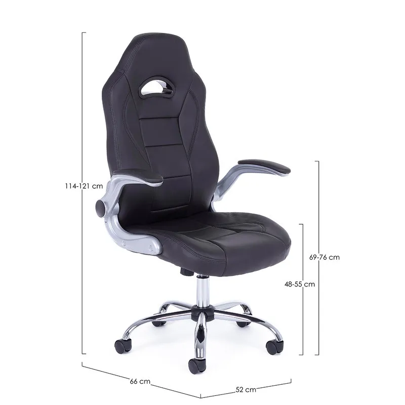 Bizzotto Poltrona ufficio con bracciolo Boneville nero