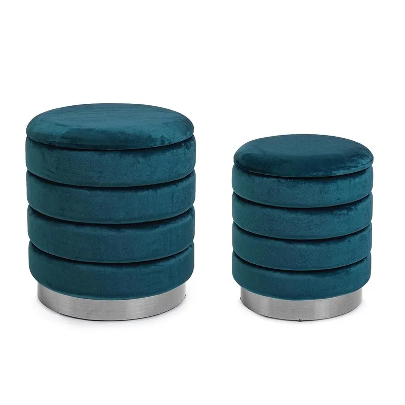 Bizzotto Set 2 pouf contenitore Darina navyus