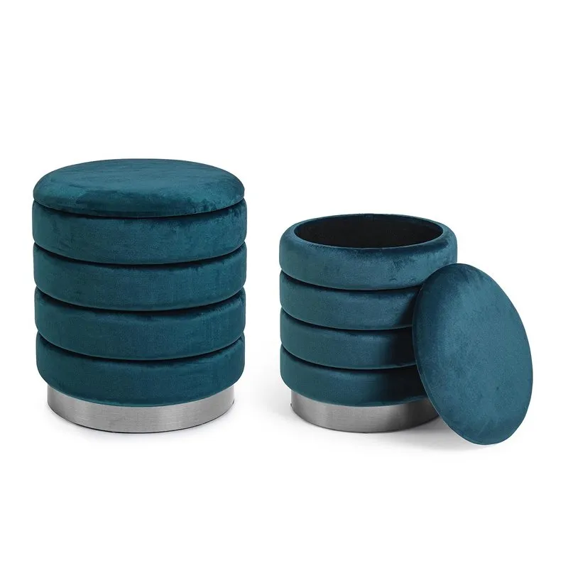 Bizzotto Set 2 pouf contenitore Darina navyus