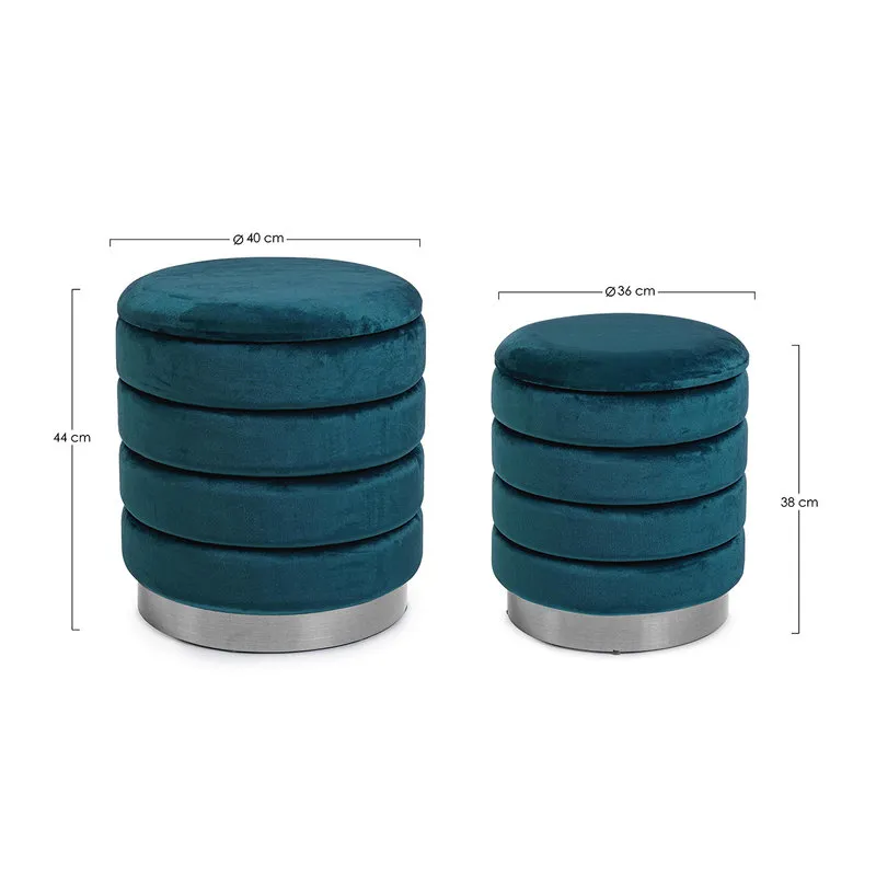Bizzotto Set 2 pouf contenitore Darina navyus
