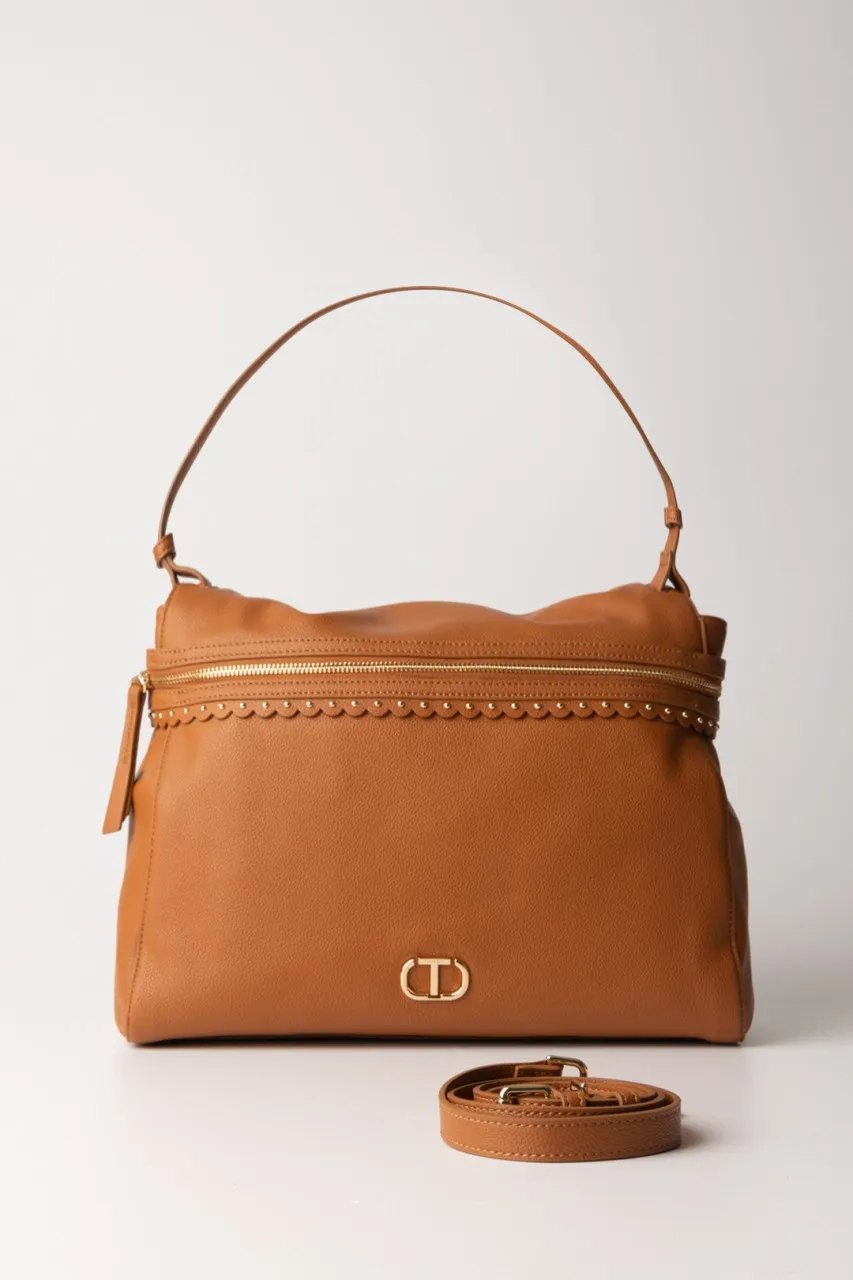 Borsa a mano Cecile grande LEATHER BROWN