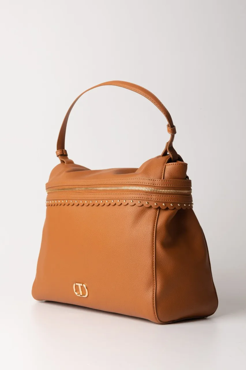 Borsa a mano Cecile grande LEATHER BROWN