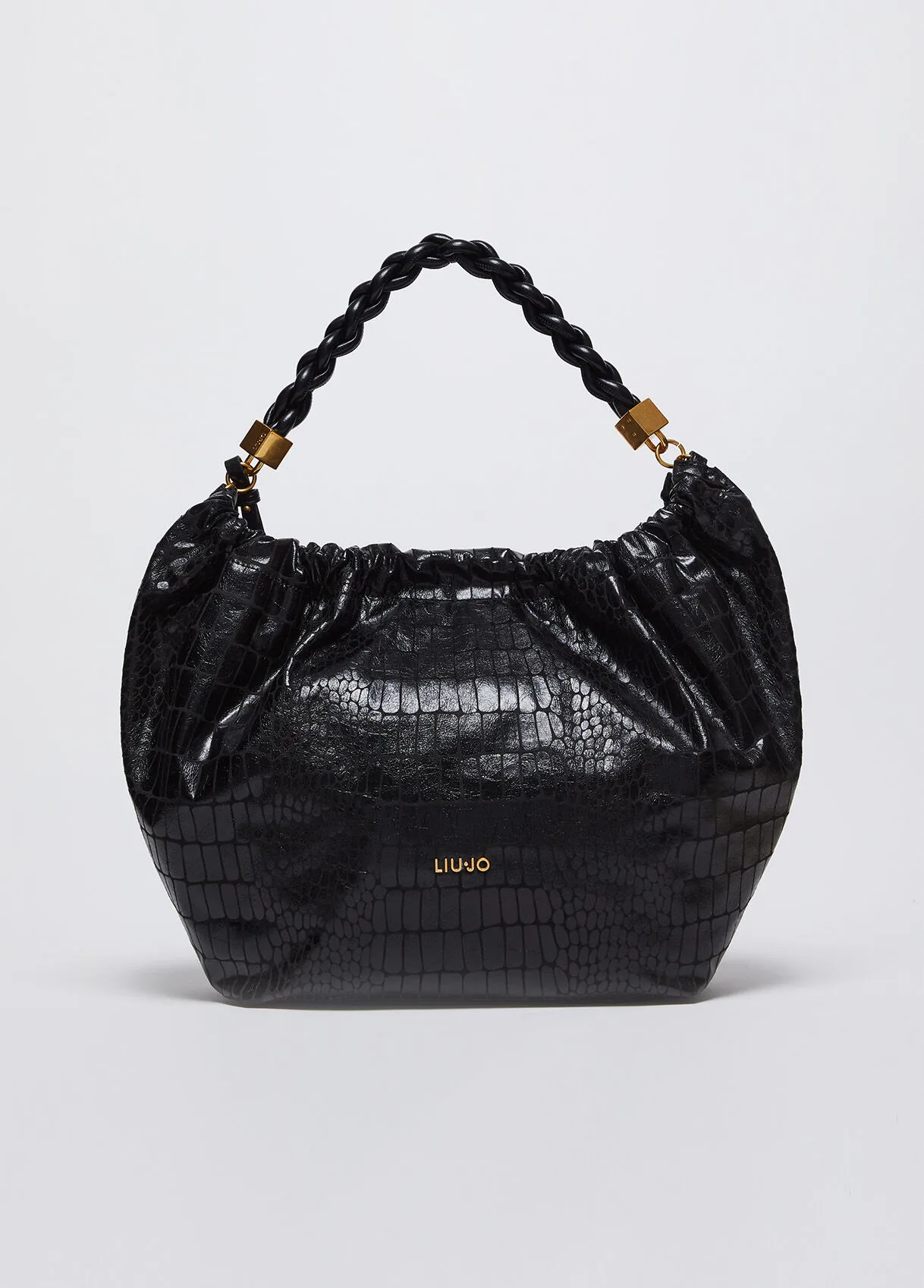 Borsa a mano con stampa coccodrillo