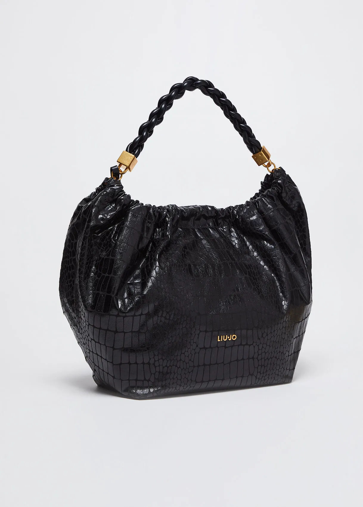 Borsa a mano con stampa coccodrillo