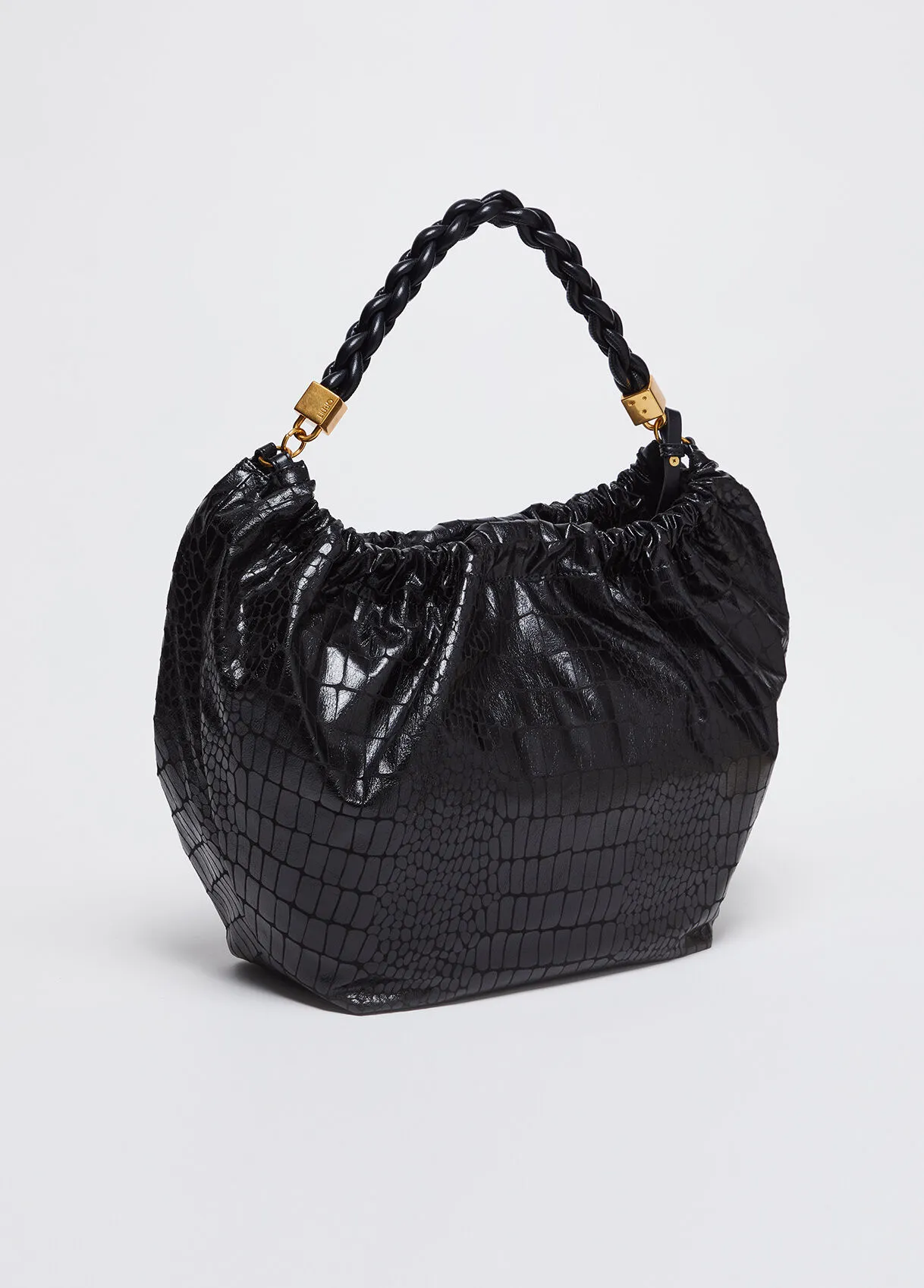 Borsa a mano con stampa coccodrillo