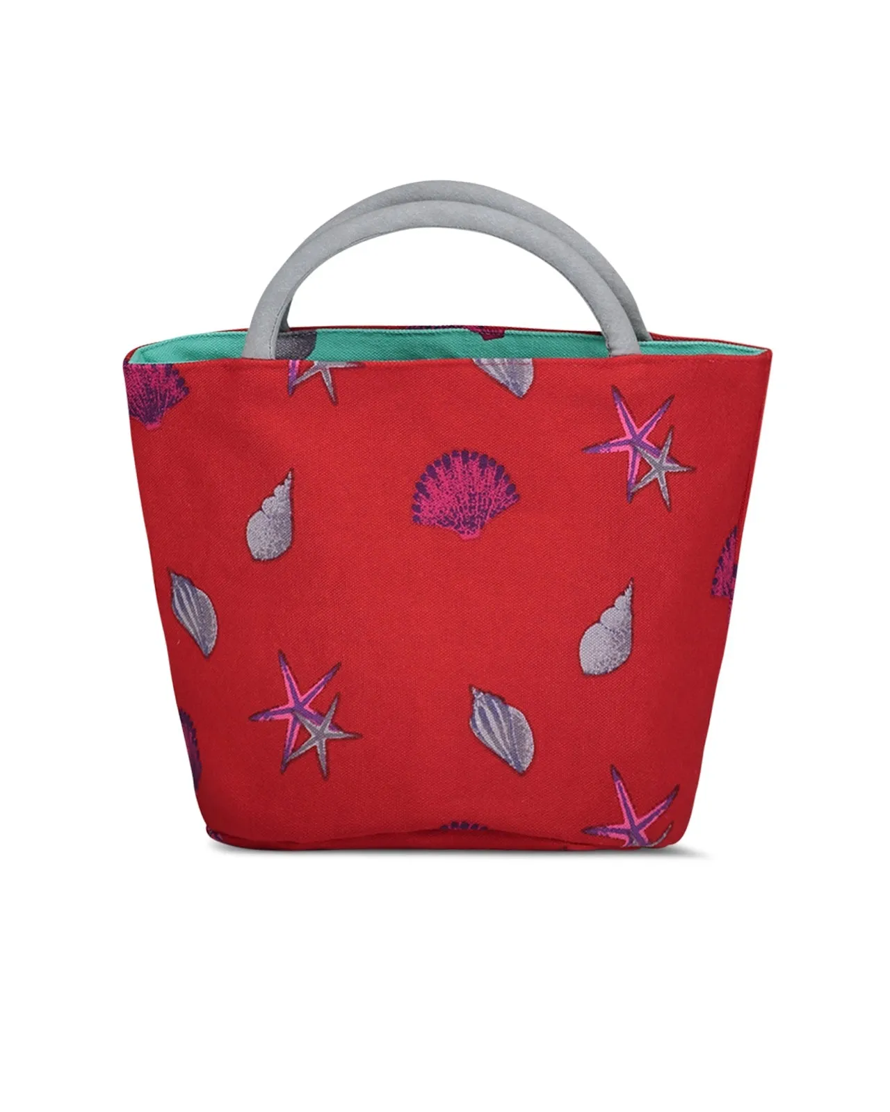 Borsa a mano reversibile rosso aqua