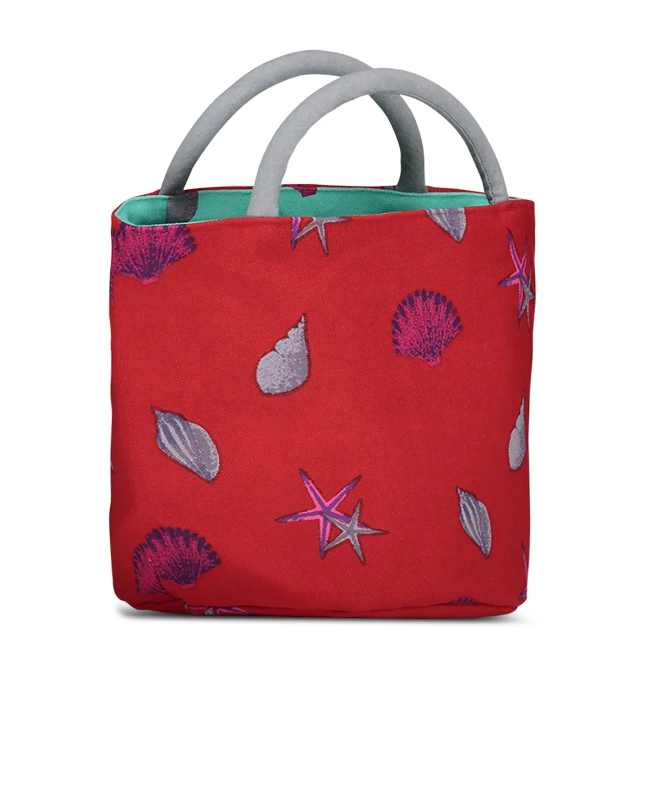 Borsa a mano reversibile rosso aqua