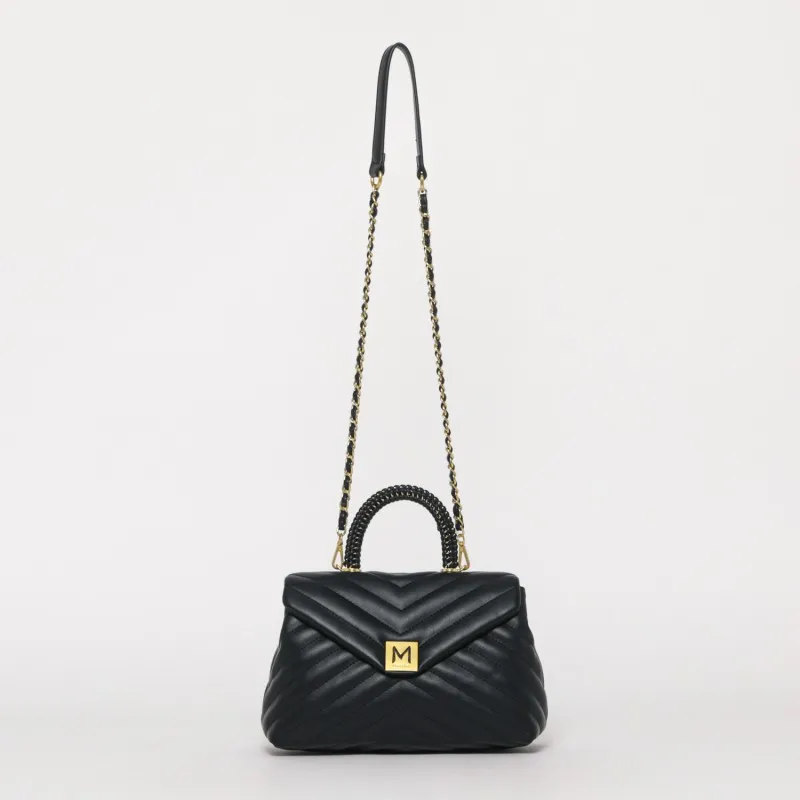 BORSA A MANO TRAPUNTATA A V NERO GRANDE