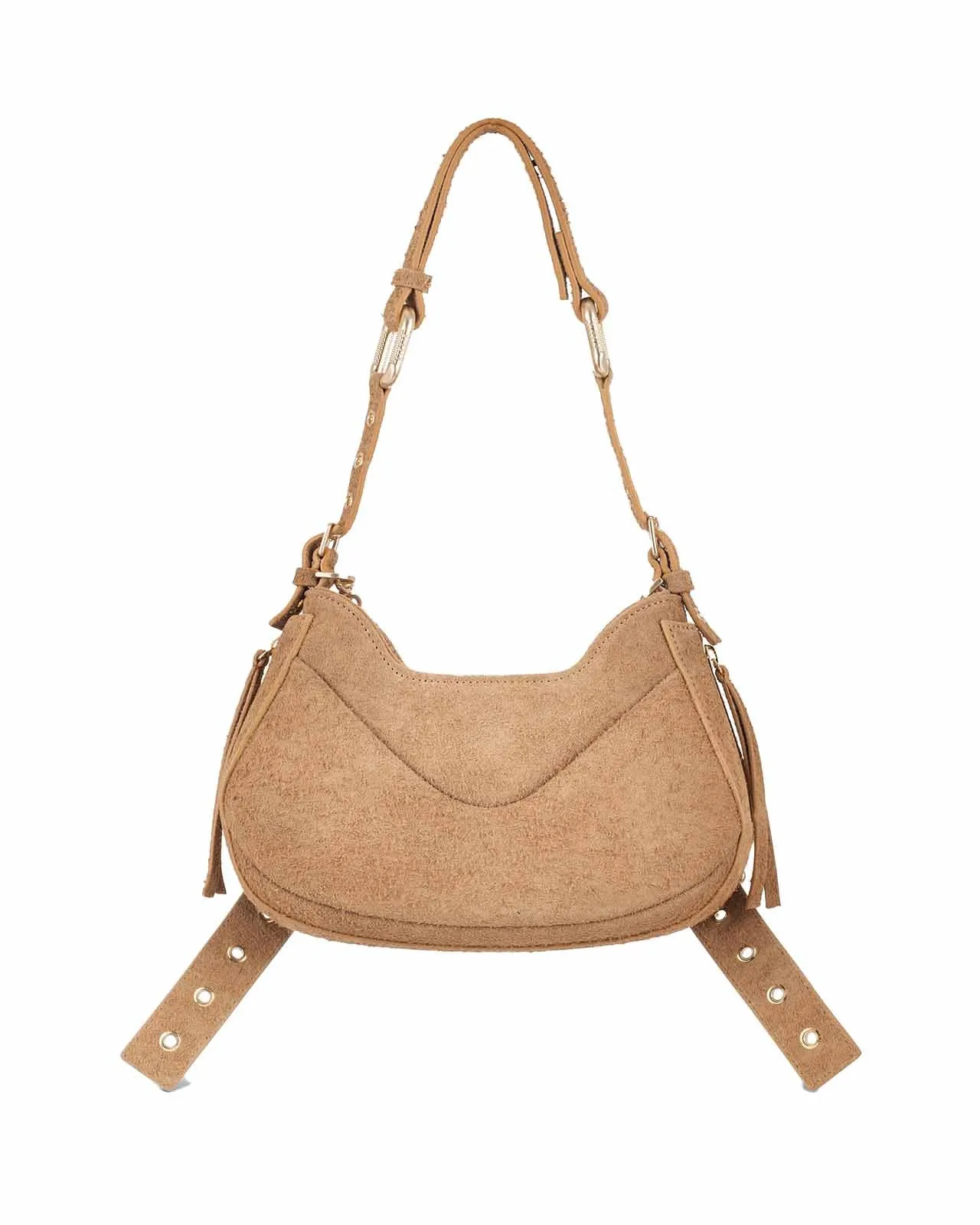 Borsa a spalla Y2K suede camel