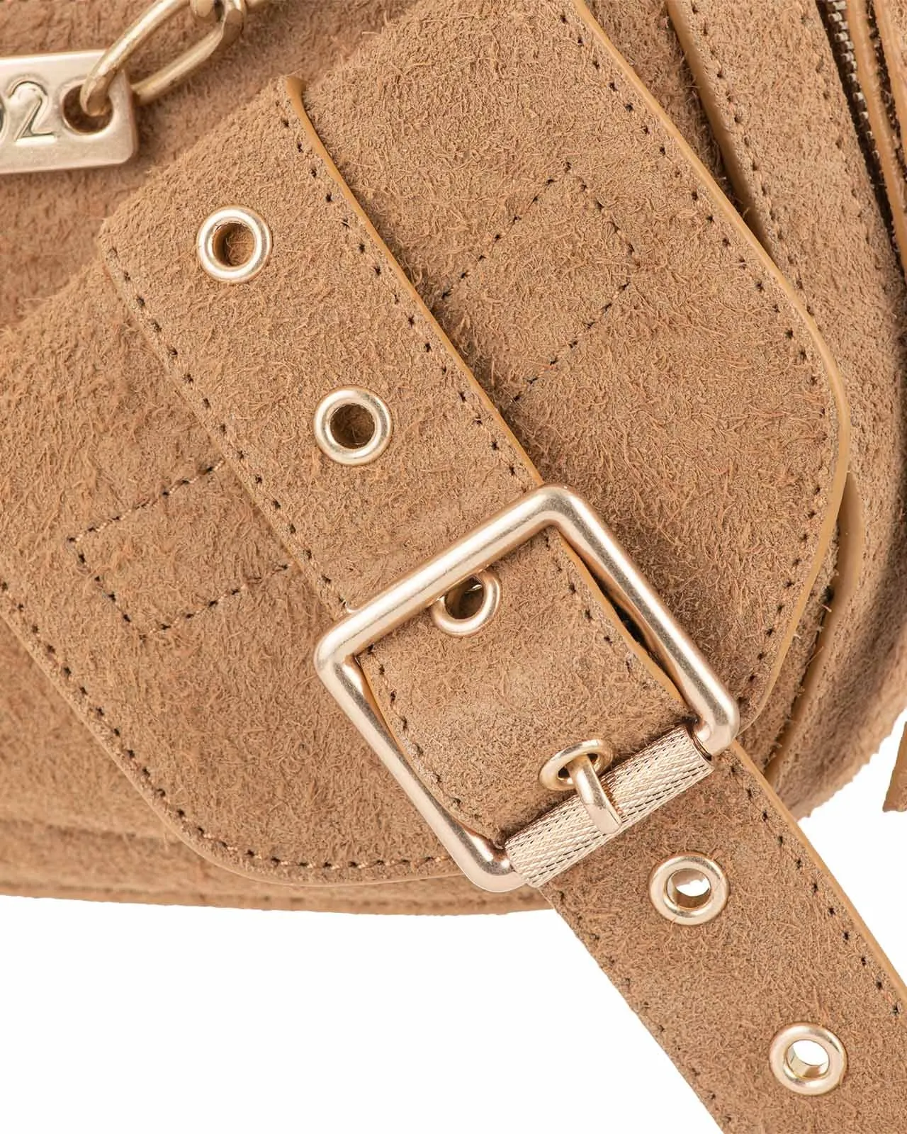Borsa a spalla Y2K suede camel
