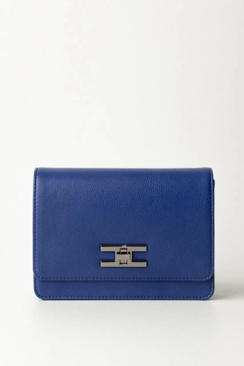 Borsa a tracolla con logo chiusura girello BLUE INDACO