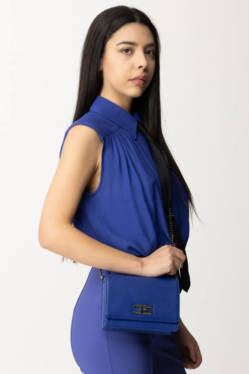 Borsa a tracolla con logo chiusura girello BLUE INDACO
