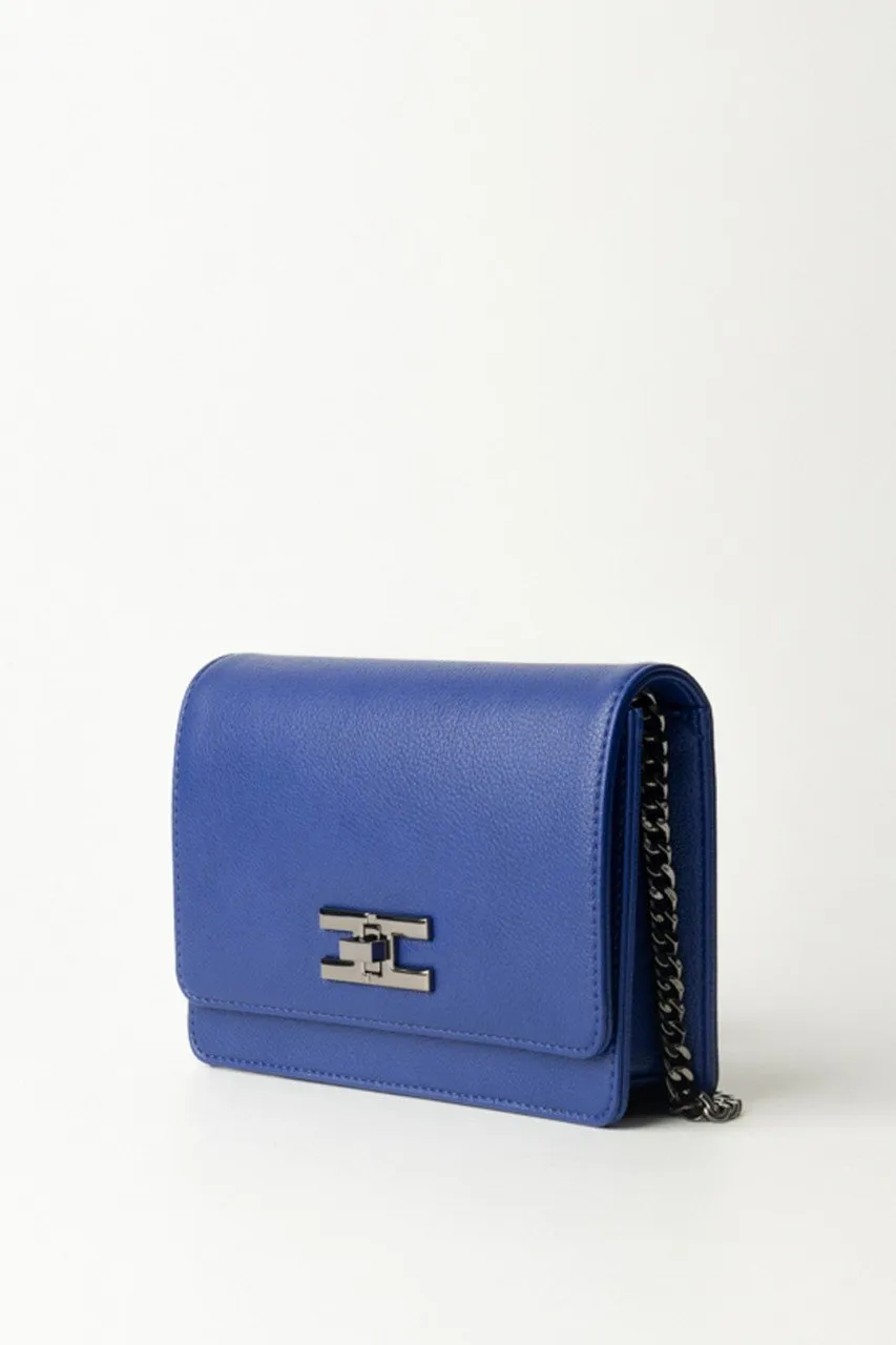 Borsa a tracolla con logo chiusura girello BLUE INDACO