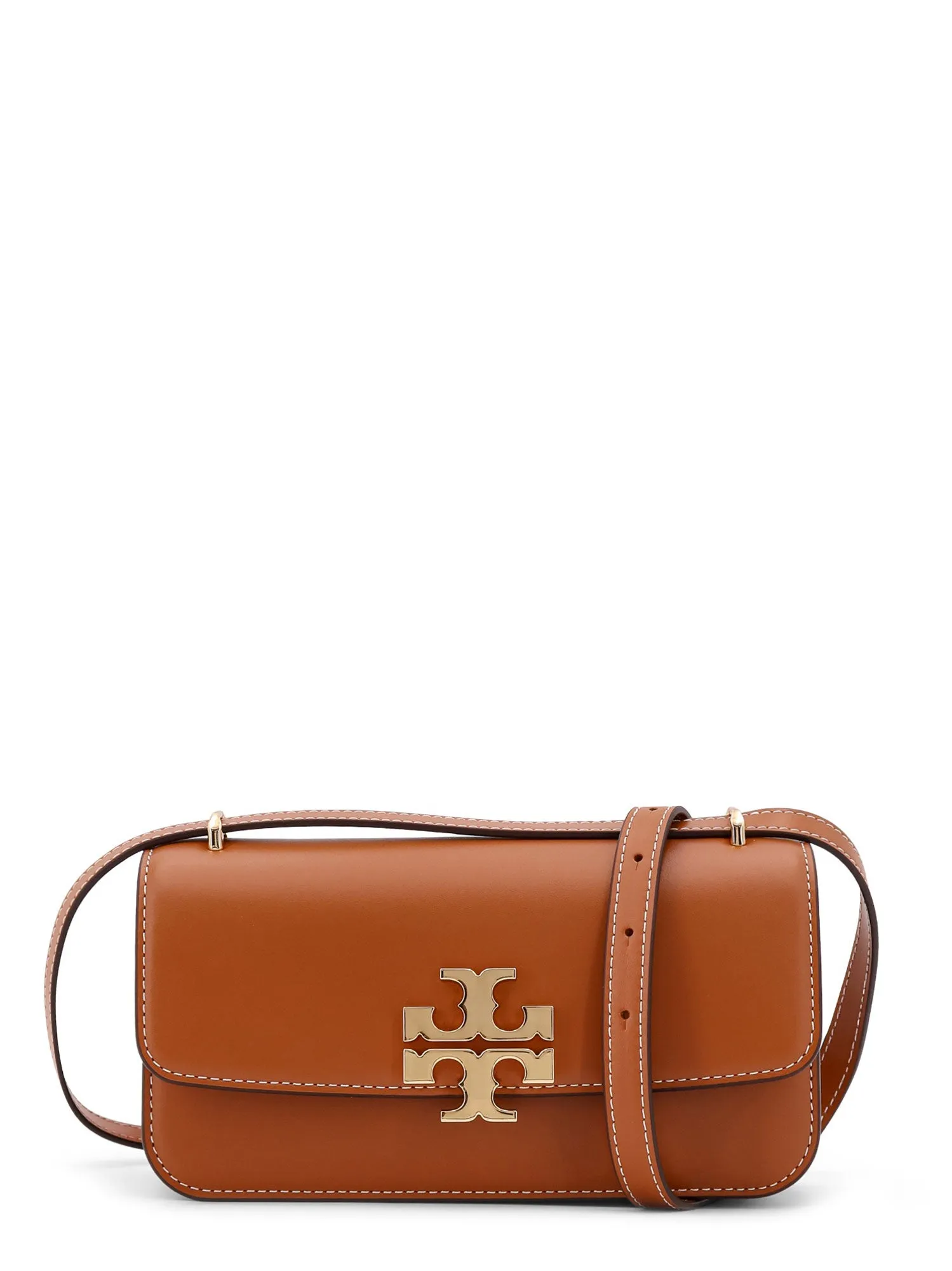 Borsa a tracolla in pelle con maxi logo in metallo