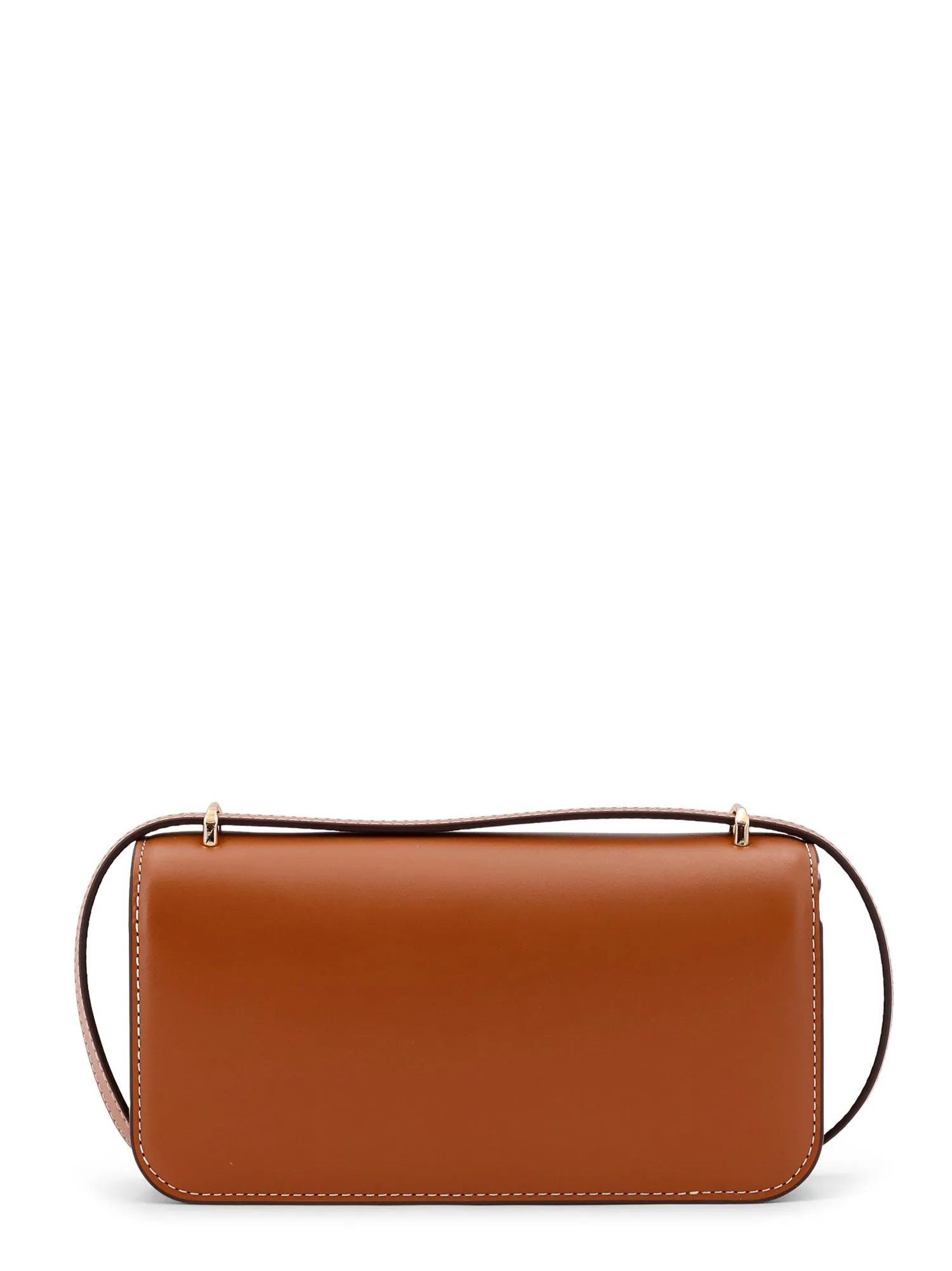 Borsa a tracolla in pelle con maxi logo in metallo