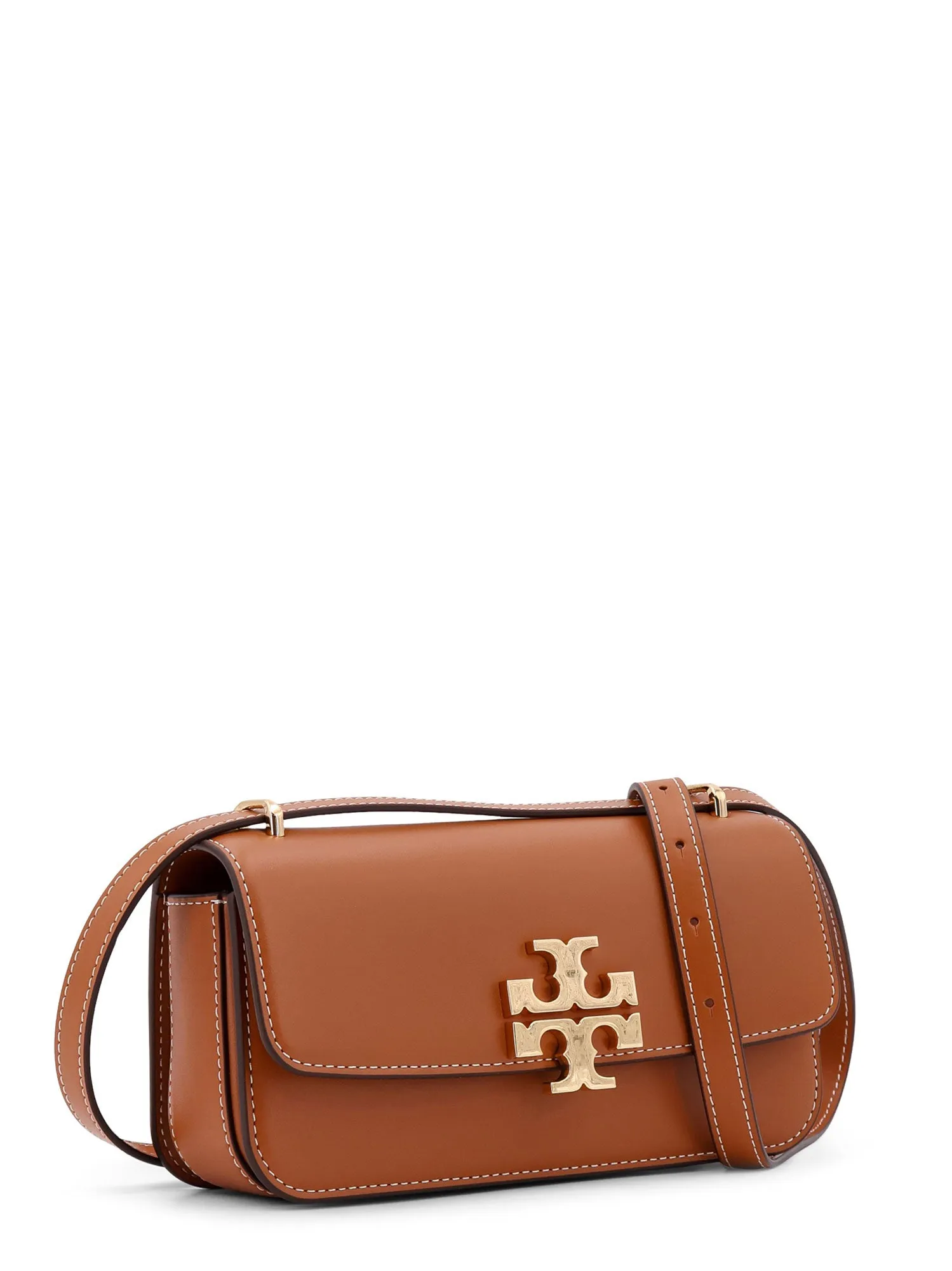 Borsa a tracolla in pelle con maxi logo in metallo