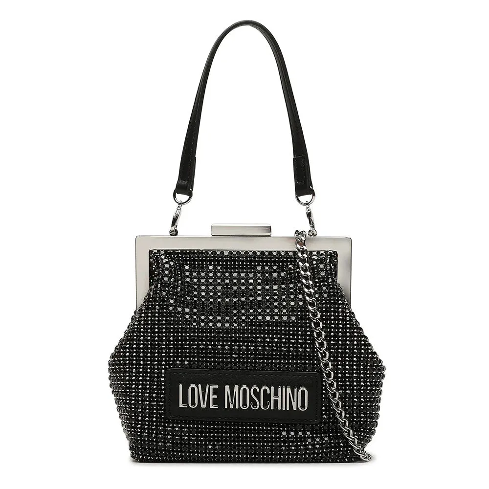 Borsa Donna a Mano Mini con Tracolla LOVE MOSCHINO linea Bling Bling Nera con Strass