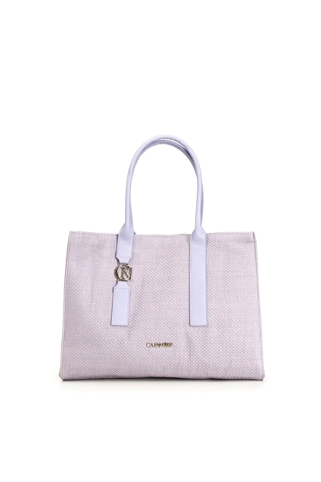 borsa squadrata con manici in tono e accessorio cafènoir glicine