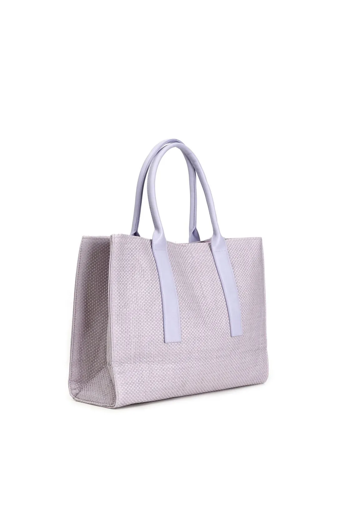 borsa squadrata con manici in tono e accessorio cafènoir glicine