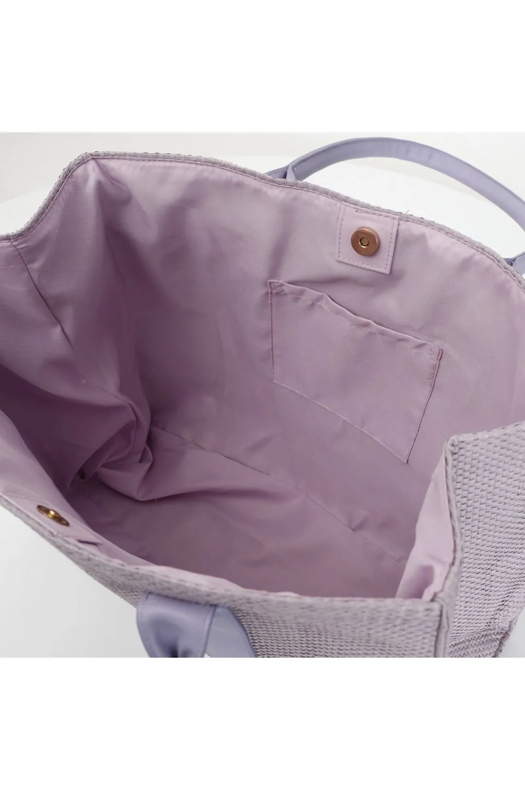 borsa squadrata con manici in tono e accessorio cafènoir glicine