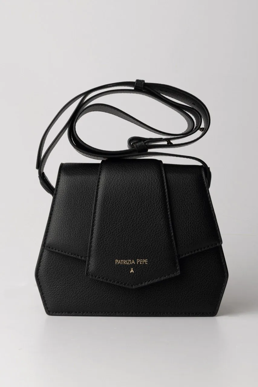 Borsa tracolla con zip e patta Nero