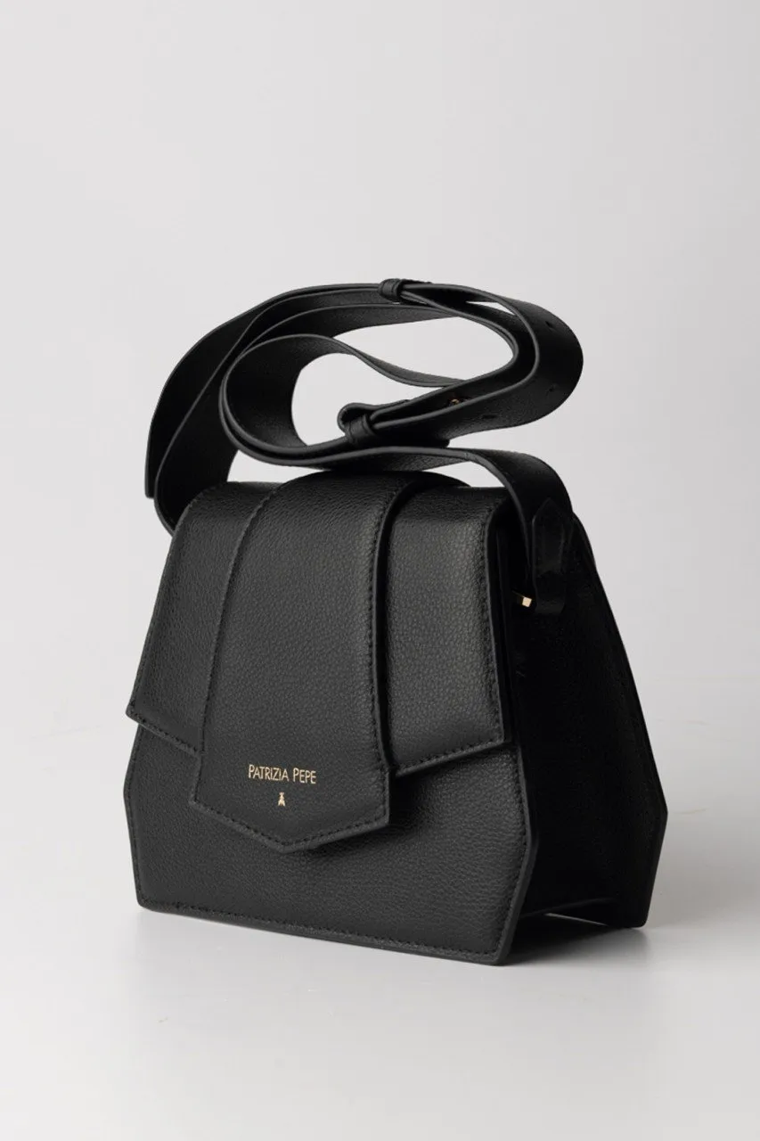 Borsa tracolla con zip e patta Nero