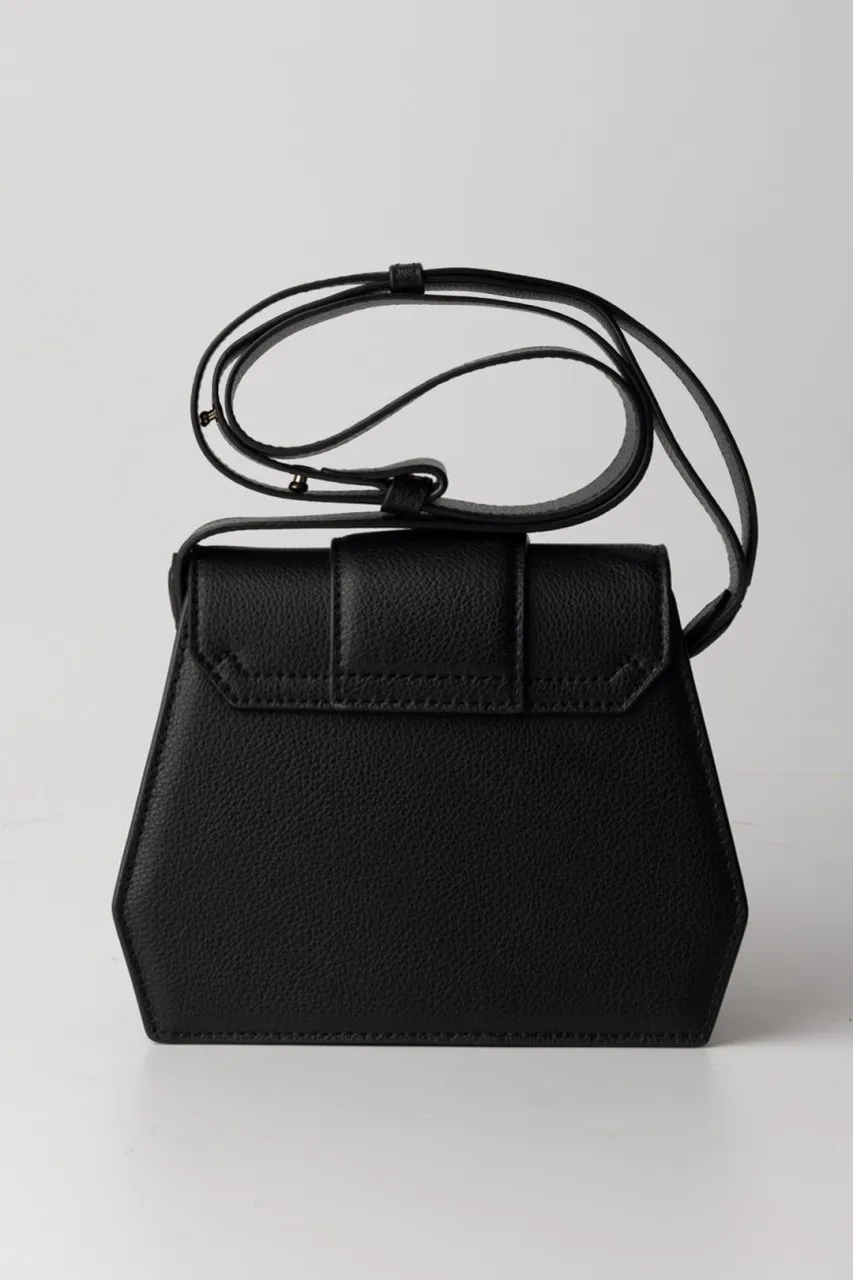 Borsa tracolla con zip e patta Nero