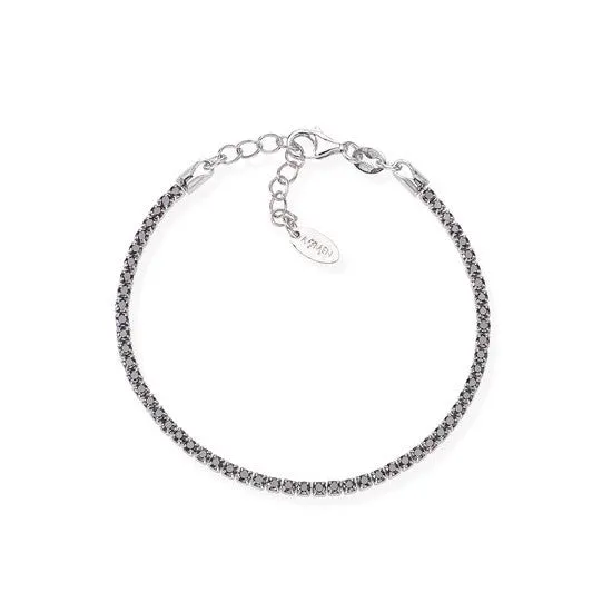 Bracciale Tennis argento con cristalli neri