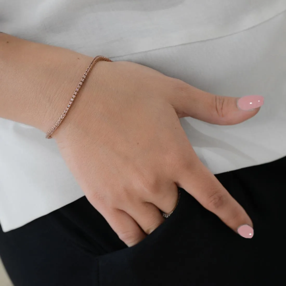 Bracciale tennis con topazi rosa