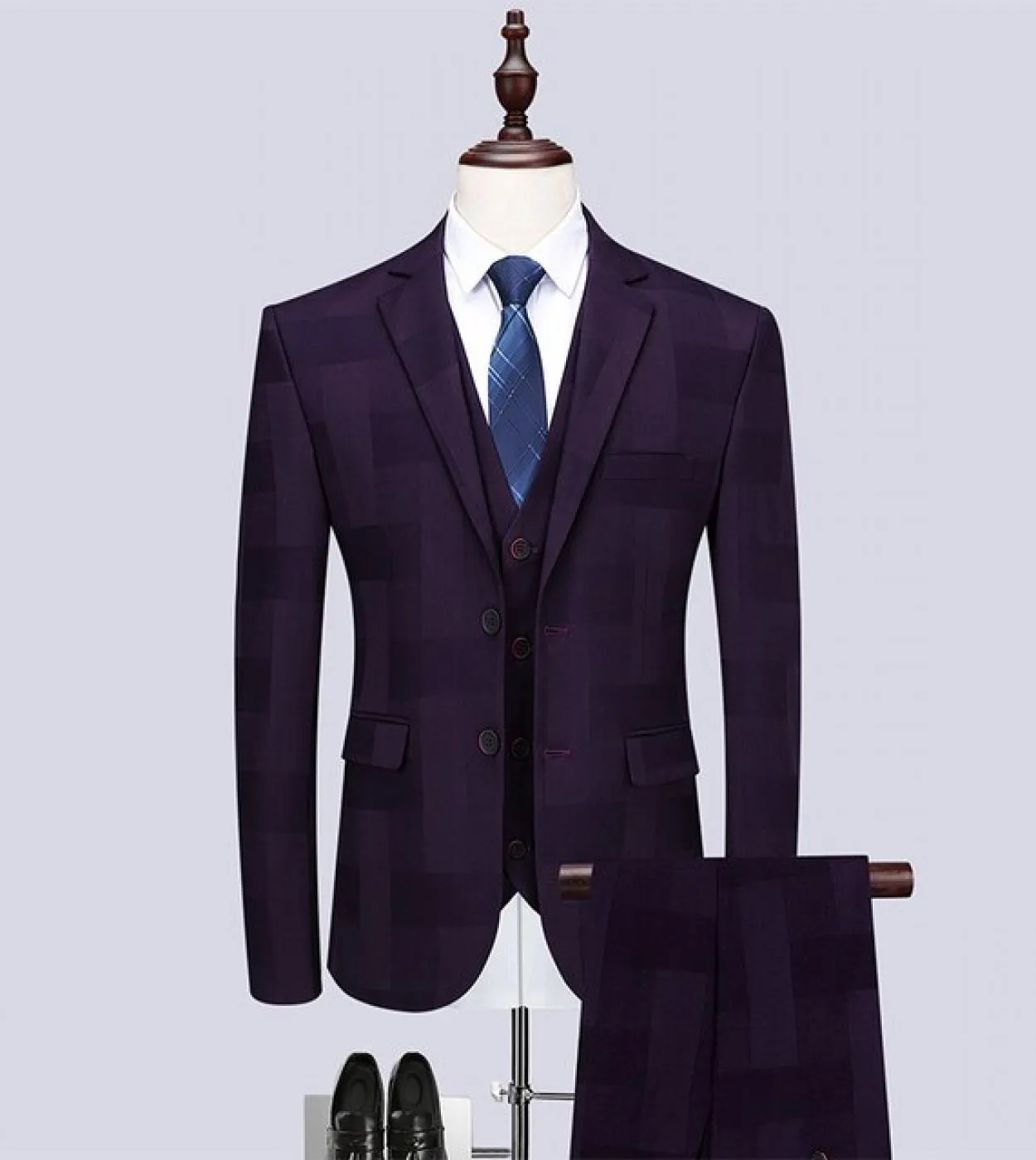 Brand Black Mens 3 pezzi abiti da sposa sposo blazer plaid