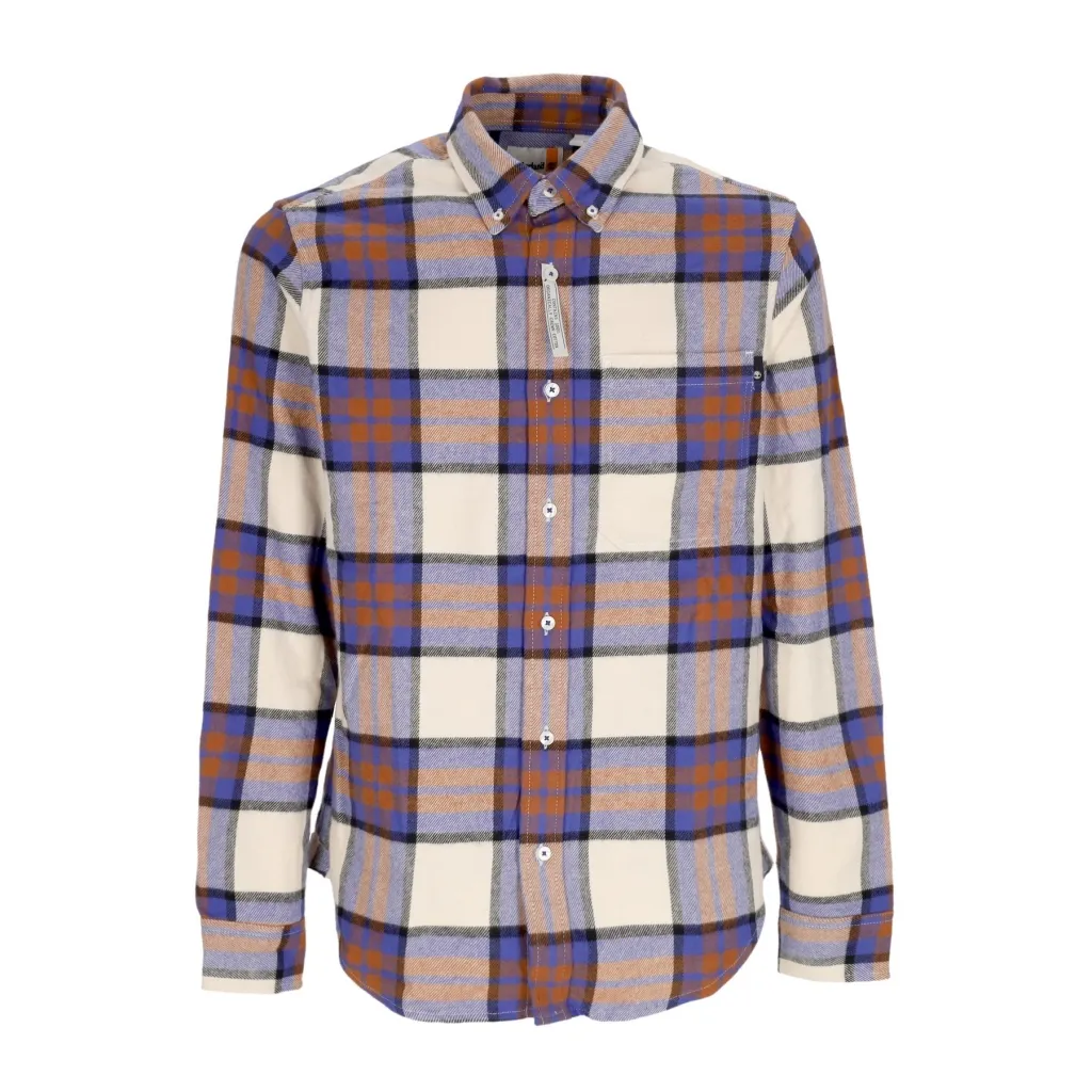 camicia manica lunga uomo l/s heavy flannel plaid shirt CLEMATIS BLUE