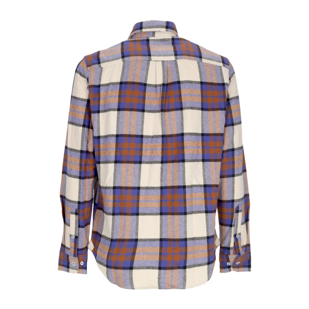 camicia manica lunga uomo l/s heavy flannel plaid shirt CLEMATIS BLUE