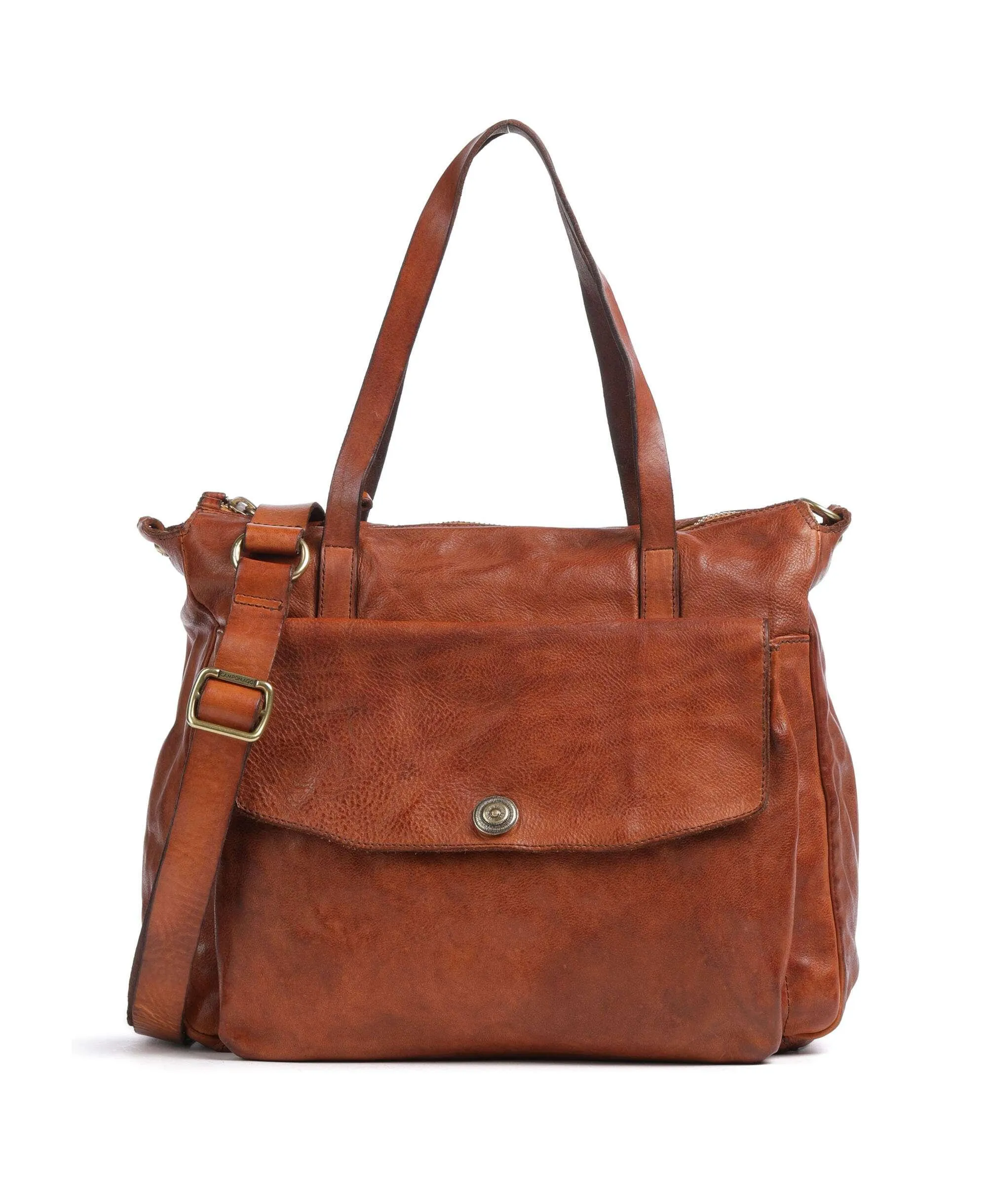  Campomaggi Borsa shopper pelle di vacchetta grana cognac  