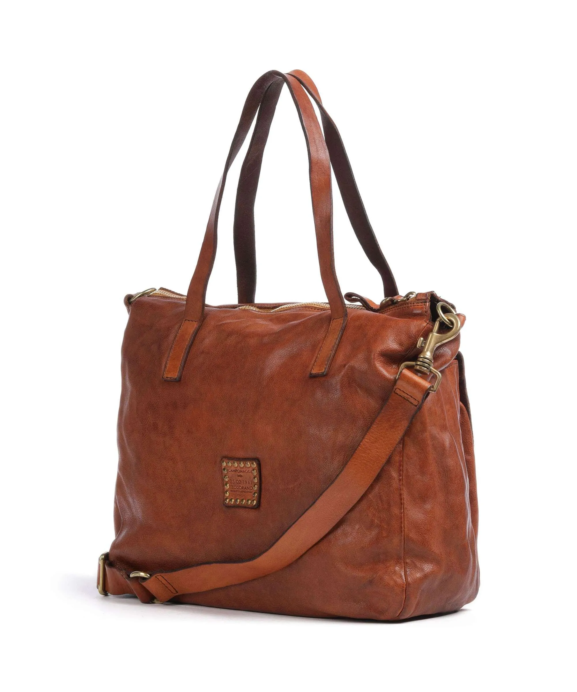  Campomaggi Borsa shopper pelle di vacchetta grana cognac  
