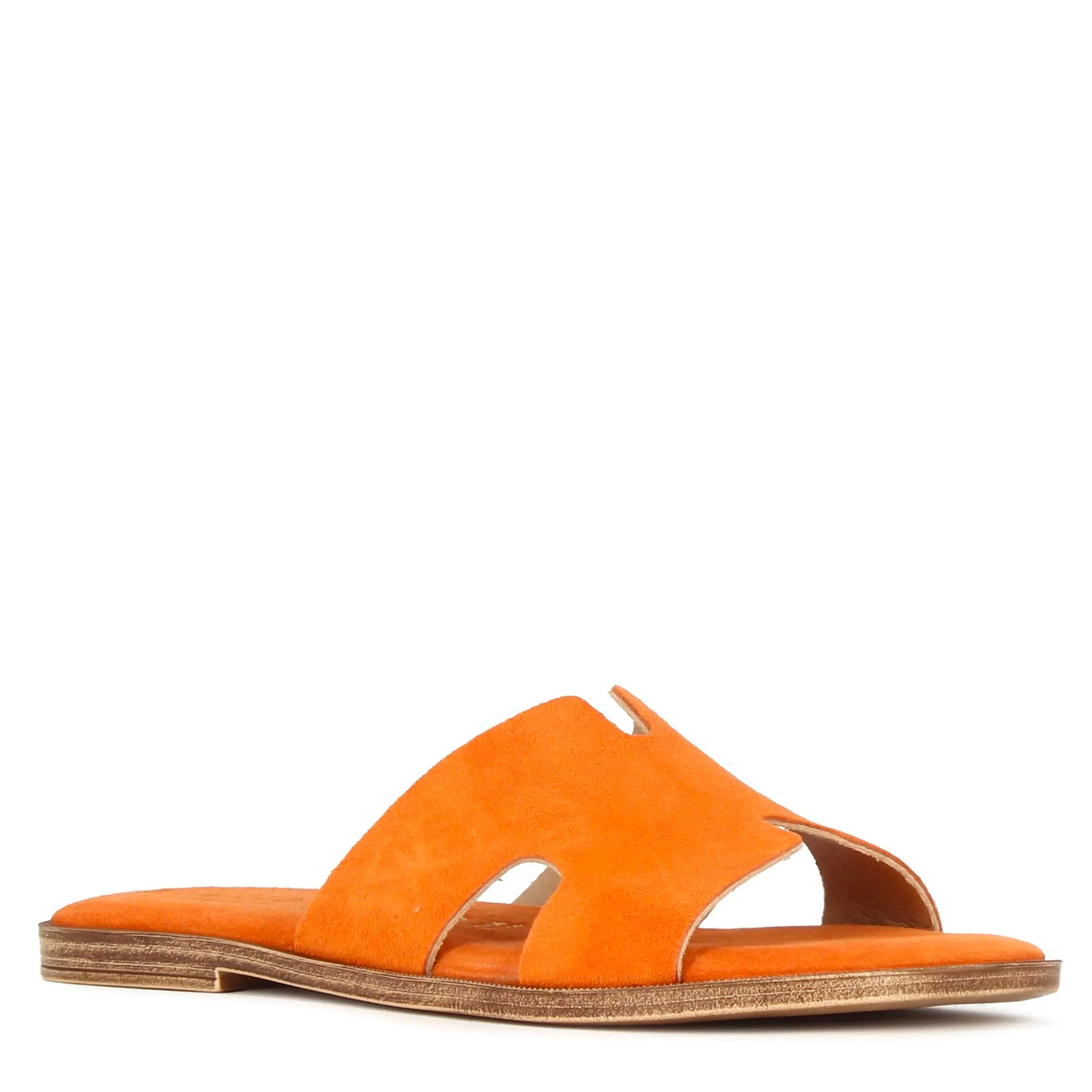 Ciabattine da donna in pelle scamosciata colore arancio