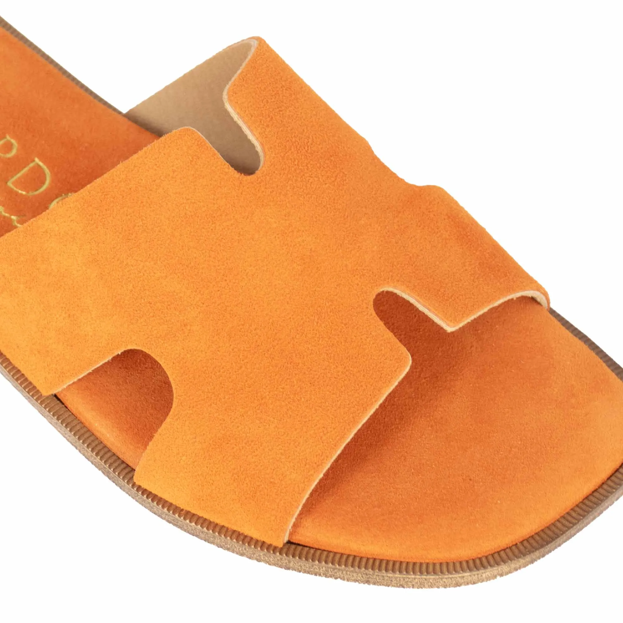 Ciabattine da donna in pelle scamosciata colore arancio