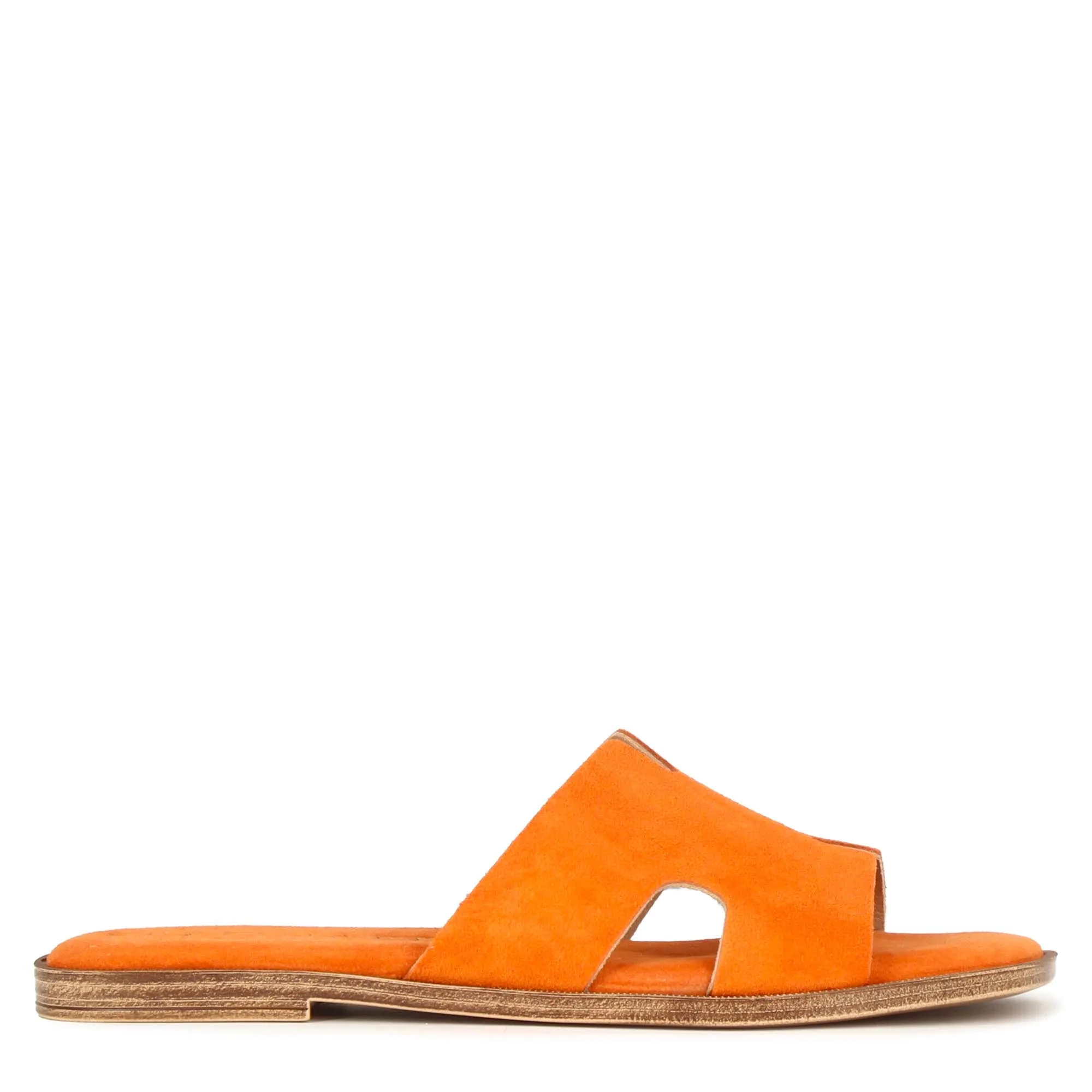 Ciabattine da donna in pelle scamosciata colore arancio
