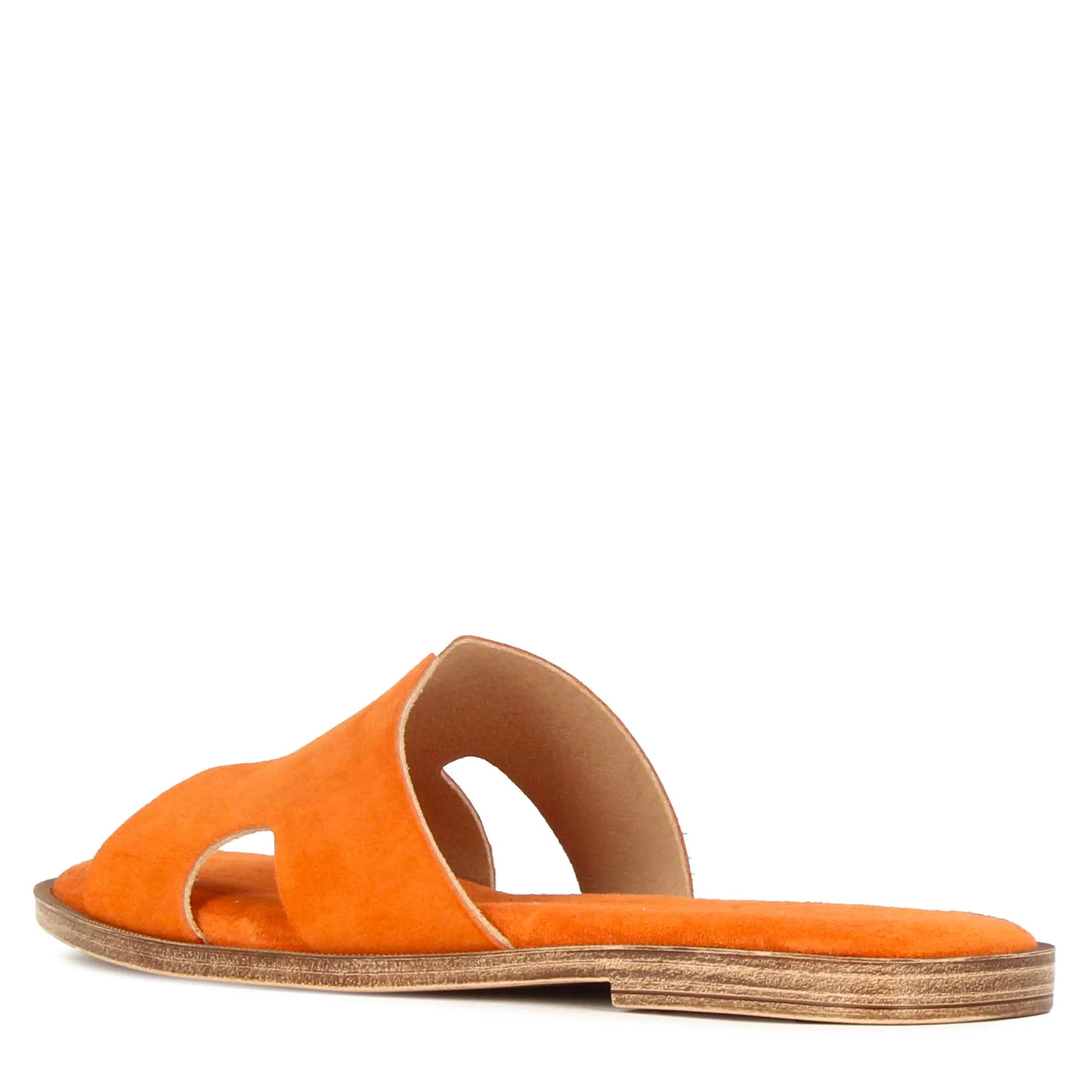 Ciabattine da donna in pelle scamosciata colore arancio