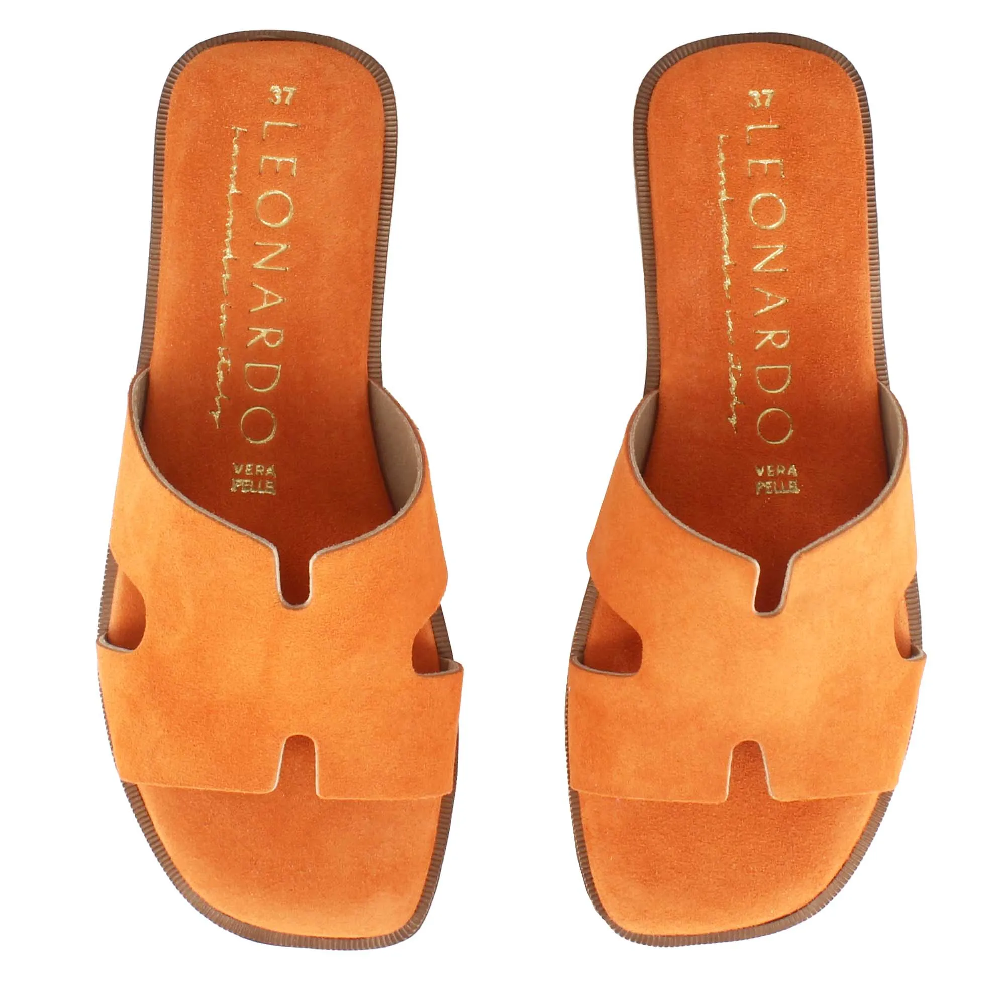 Ciabattine da donna in pelle scamosciata colore arancio