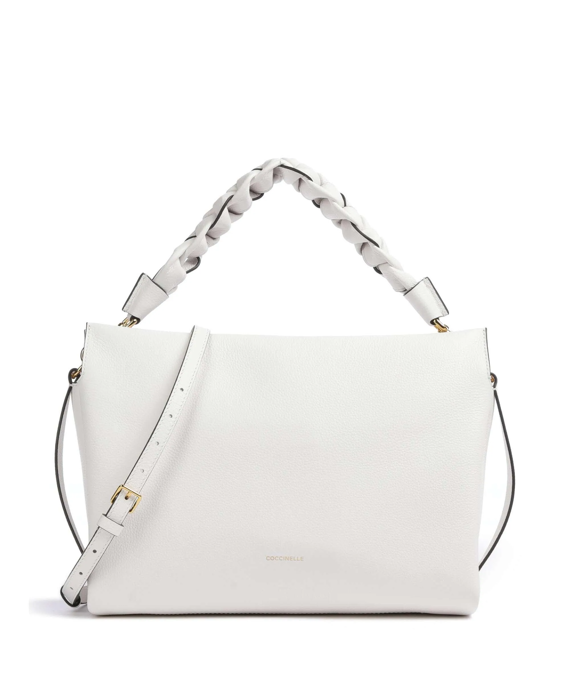  Coccinelle Boheme Grana Double Borsa a mano pelle di vacchetta grana bianco  