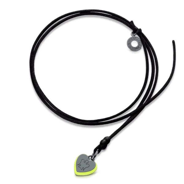 Collana con ciondolo cuore smaltato giallo