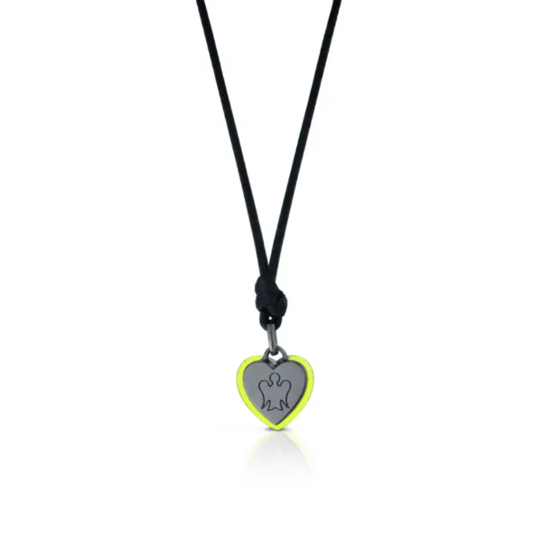 Collana con ciondolo cuore smaltato giallo