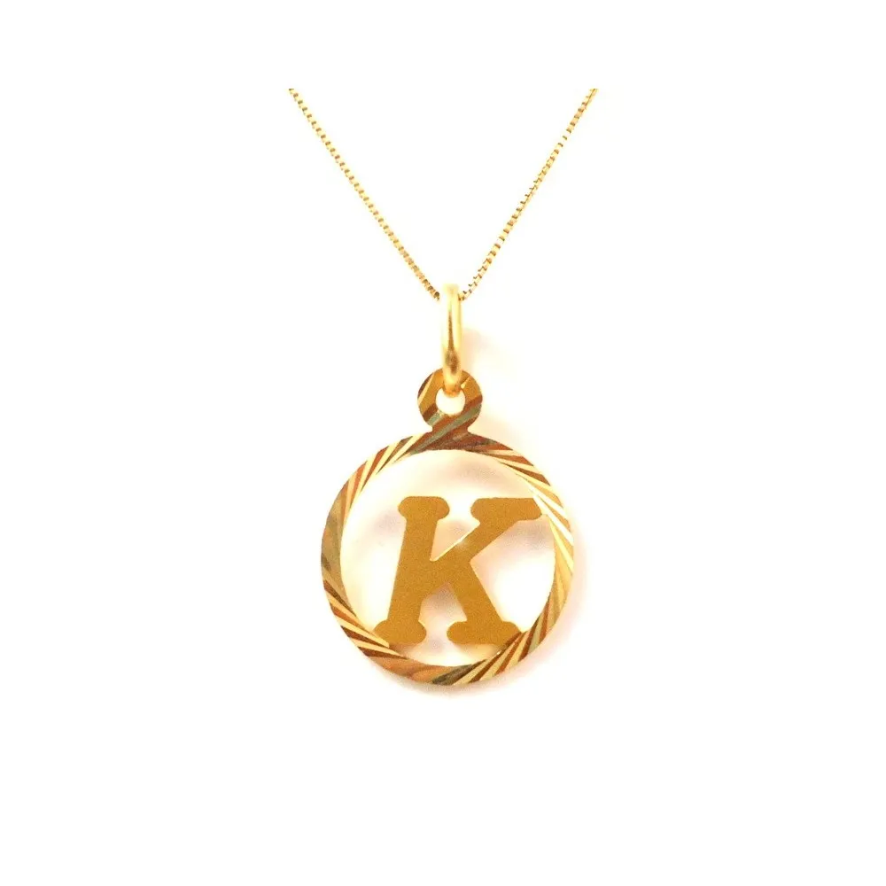 COLLANA CON CIONDOLO LETTERA K INIZIALE IN ORO GIALLO 18 KT