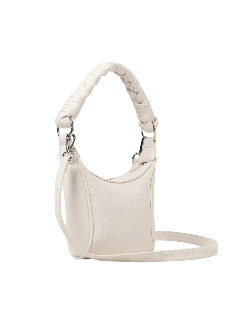 Disclaimer borsa a mano in ecopelle martellata bianco